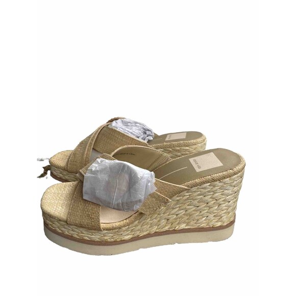 DOLCE VITA SANDALS LAURYN RAFFIA WEDGE SIZE US 7.5 NWOB Beach, school girl core - Picture 4 of 7